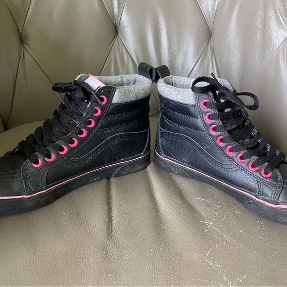 Vans Sk8 HI Pro Classics Black Pink Leather Gum Skate Shoes Unisex 7 / 8.5 - Picture 3 of 8